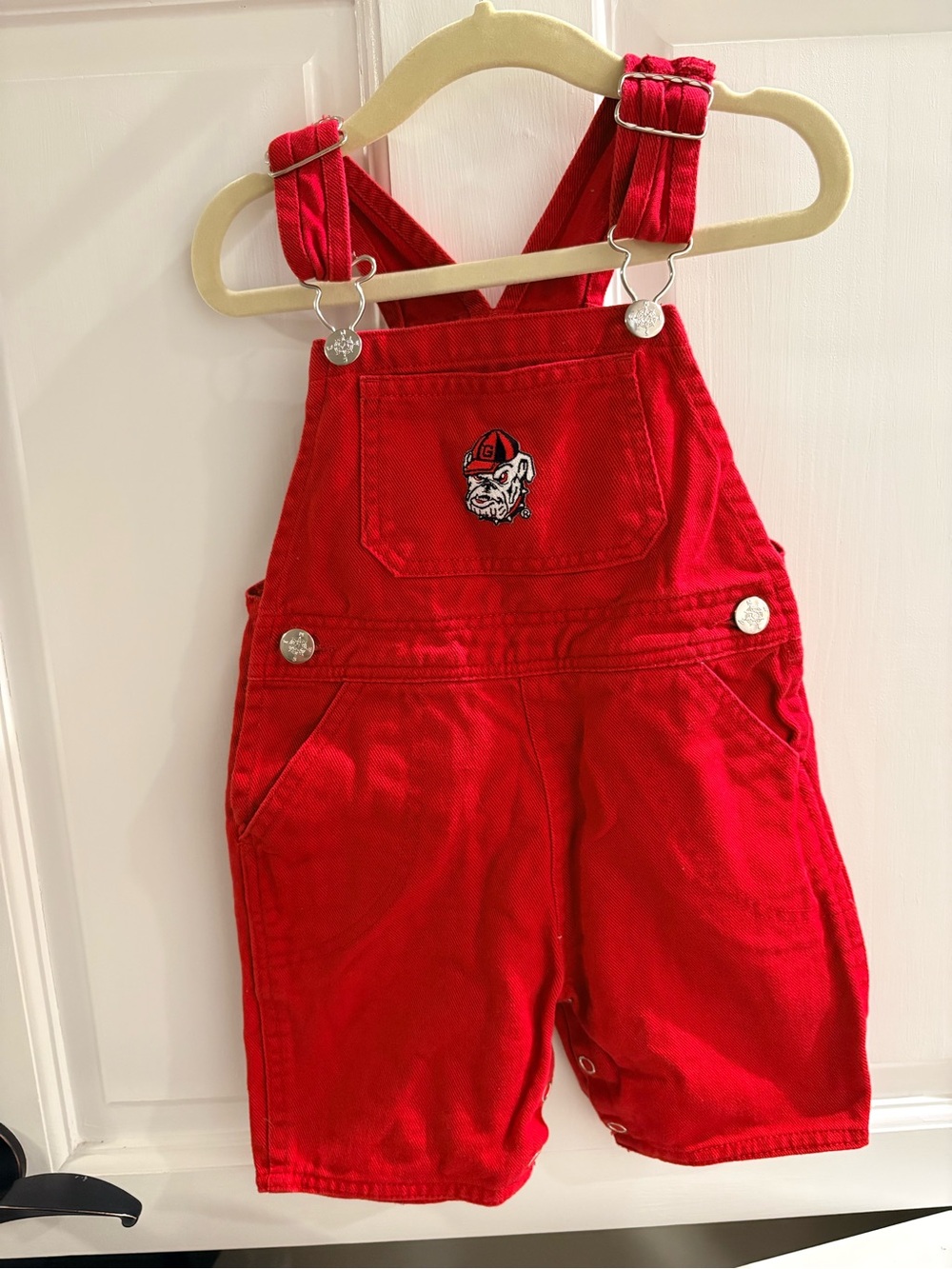 UGA Red Kids' Overalls Shortalls - Picture 1 of 3